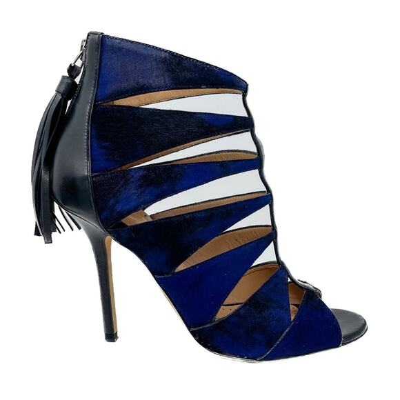 Alexa Wagner Heidi Pony Hair Cage Tassel Zip Stiletto Booties Sandals 37 / US 7 - Picture 11 of 16